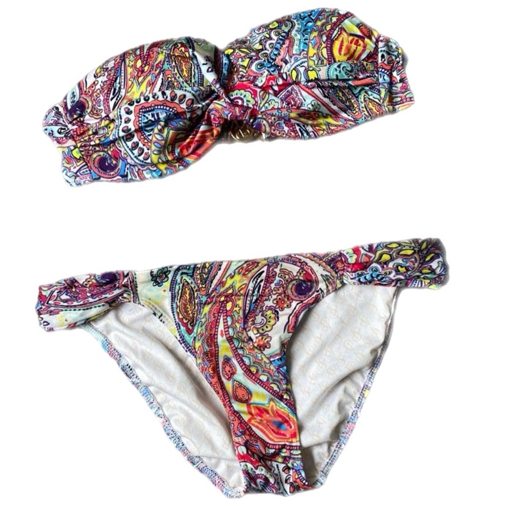 Victoria’s Secret Y2K Paisley Underwire Bandeau Bikini Set | 32B Top + S Bottom